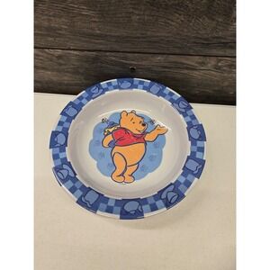 Disney Winnie the Pooh Melamine Bowl Zak Designs Blue Checkered Honey Pot 8 Inch